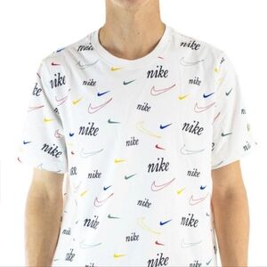 Nike Swoosh 50 All Over Print t-shirt‎ logo & colorful swooshes LARGE